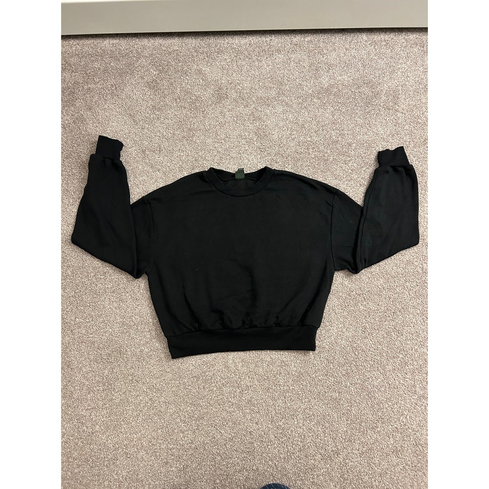 VTG Wild Fable Sweatshirt Womens Medium Black Excellent Cropped Fleece Pullover